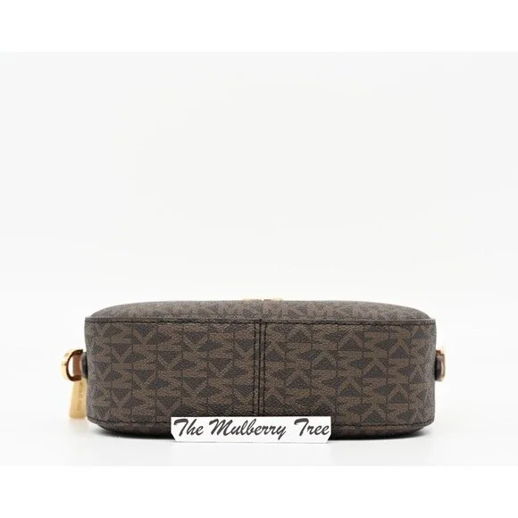 MICHAEL KORS JET SET GLAM Small Front Pocket Oval Crossbody Logo Canvas NWT $398